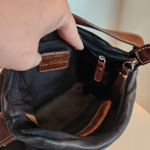 Vtg El Portal black and brown leather shoulder bag - Picture 6 of 12